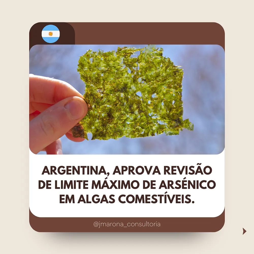 Argentina, aprova revisão de limite máximo de arsénico em algas comestíveis