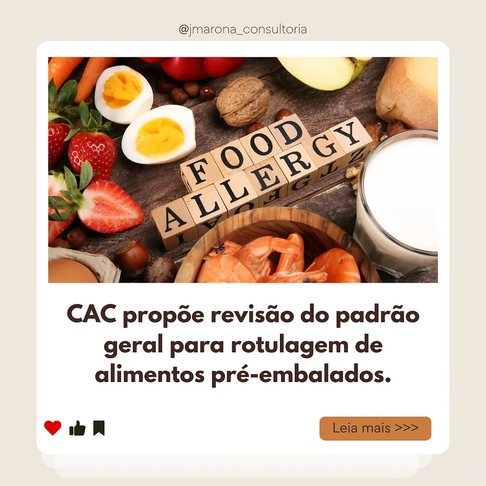 CAC propõe revisão do Padrão Geral para Rotulagem de Alimentos Pré-embalados, envolvendo Rotulagem de Alergêni
