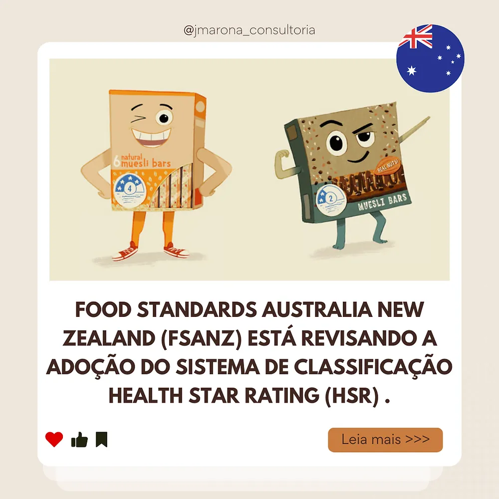 Food Standards Australia New Zealand (FSANZ) está revisando a adoção do sistema de classificação Health Star R