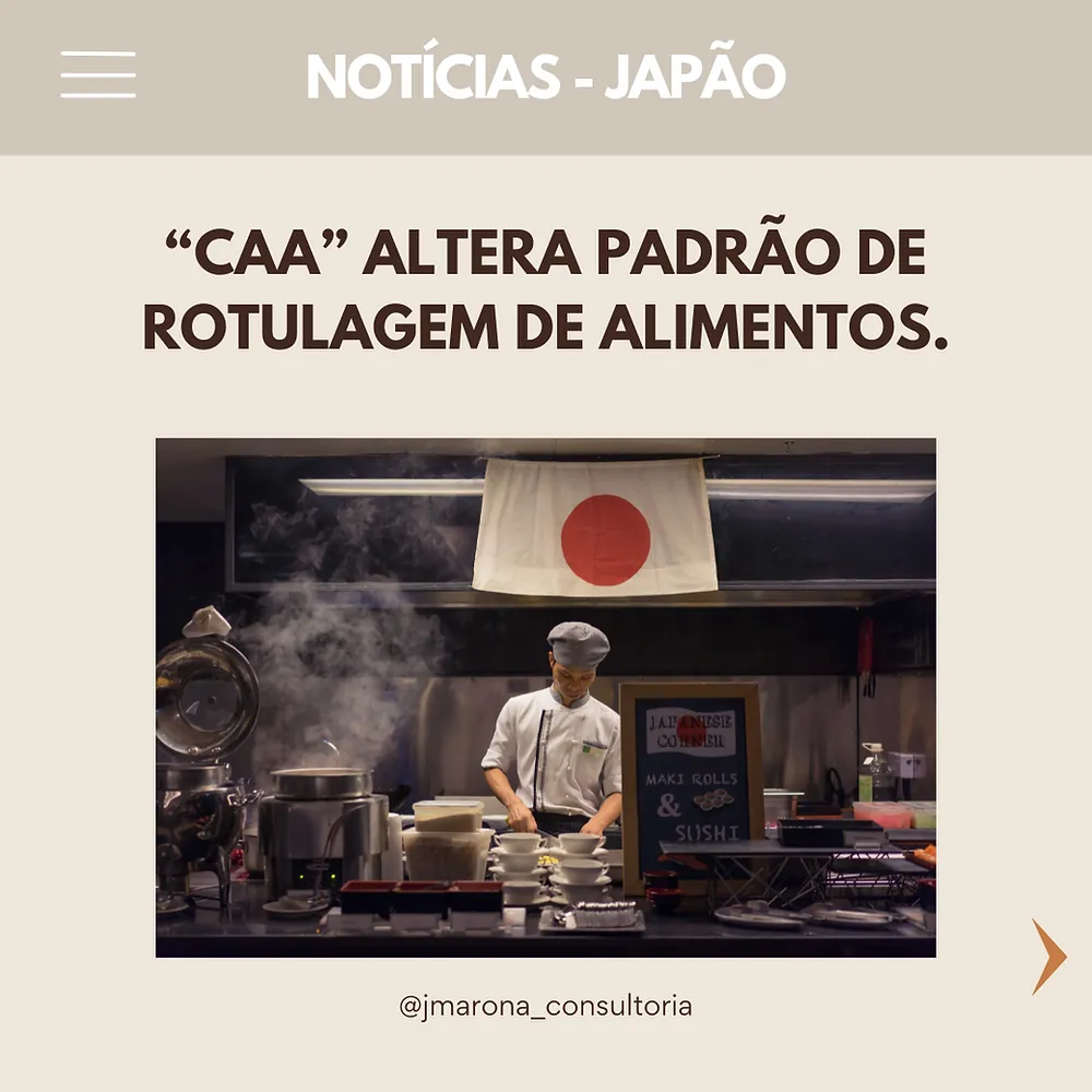Japão CAA altera padrão de rotulagem de alimentos